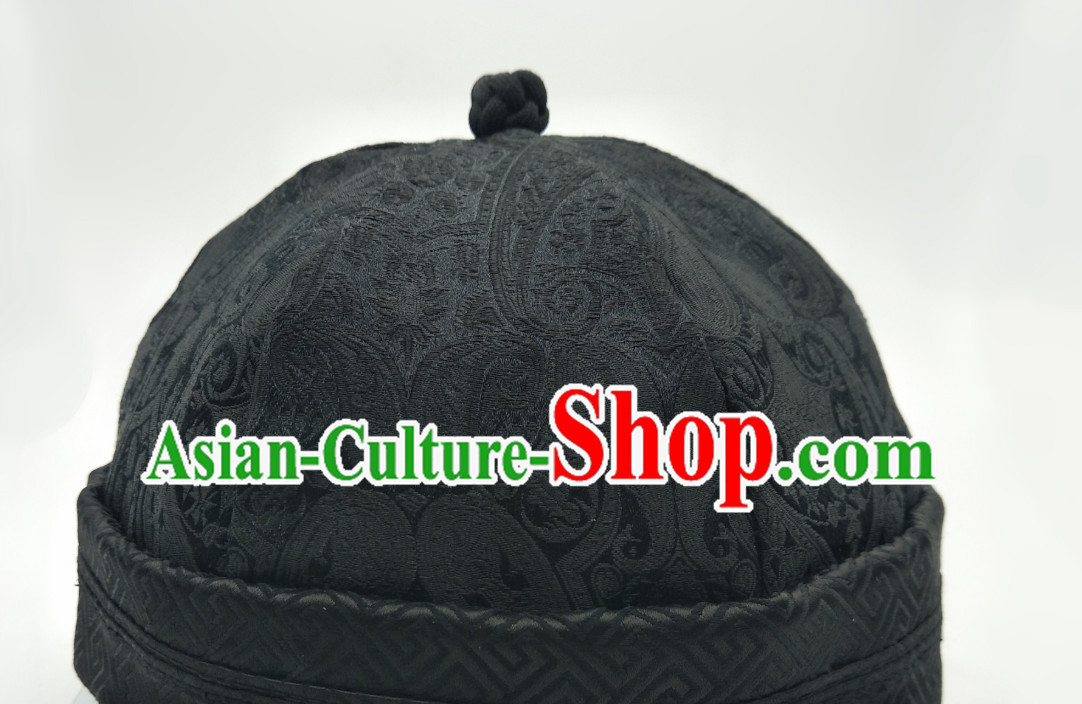 Chinese Traditional Handmade Silk Brocade Landlord Hat for Men