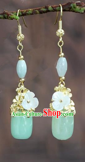 Chinese Handmade Jewelry Accessories Ancient Bride Hanfu Jade Earrings for Women