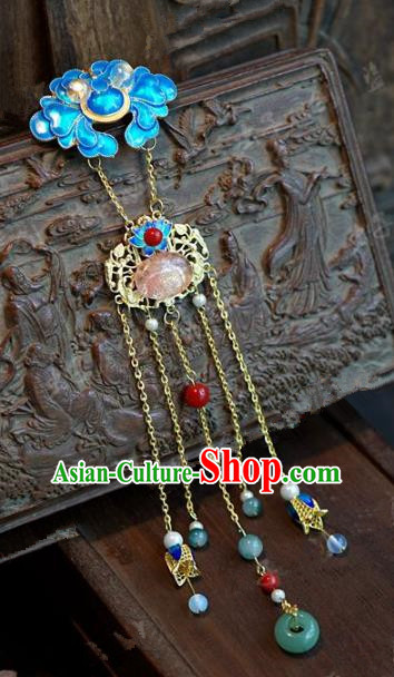 Chinese Handmade Pressure Front Blueing Brooch Ancient Bride Jade Jewelry Accessories for Women