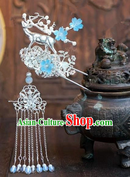 Chinese Handmade Ancient Hair Accessories Ancient Hanfu Tassel Step Shake Deer Hairpins for Women