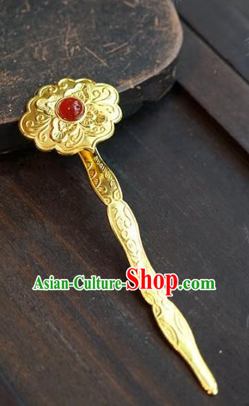 Chinese Handmade Ancient Hair Accessories Ancient Hanfu Golden Ruyi Hairpins for Women