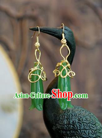 Chinese Handmade Jade Earrings Ancient Bride Eardrop Jewelry Accessories for Women