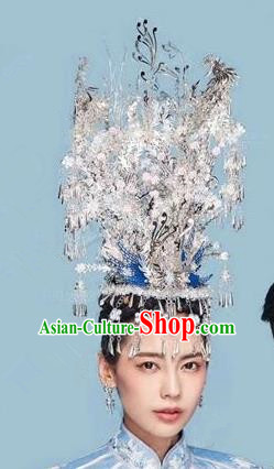 Chinese Handmade Wedding Sliver Phoenix Coronet Hair Accessories Ancient Bride Hairpins Complete Set for Women