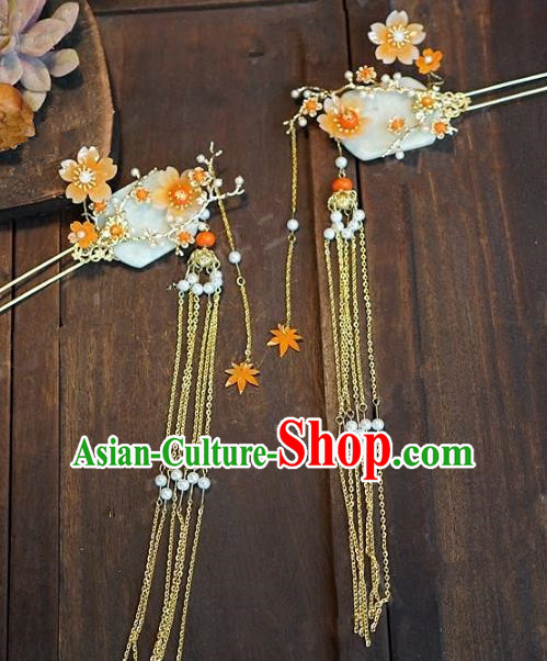 Chinese Handmade Ancient Hair Accessories Ancient Hanfu Jade Hair Clip Hairpins for Women