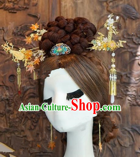 Chinese Handmade Wedding Step Shake Hair Accessories Ancient Tassel Hairpins Complete Set for Women