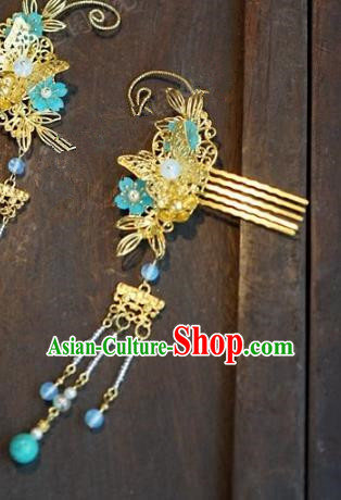 Chinese Handmade Ancient Hair Accessories Ancient Hanfu Butterfly Hair Comb Hairpins for Women