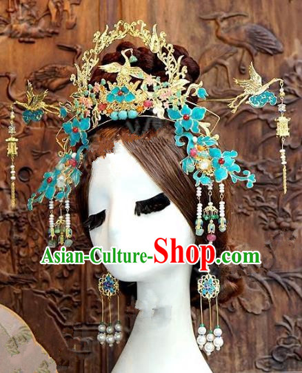 Chinese Handmade Phoenix Coronet Wedding Hair Accessories Ancient Hairpins Complete Set for Women