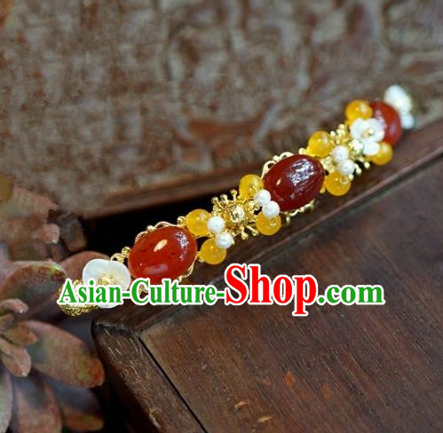 Chinese Handmade Ancient Hair Accessories Ancient Hanfu Agate Hairpins for Women