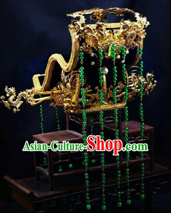 Chinese Ancient Emperor Handmade Hair Crown Tassel Hair Accessories for Men