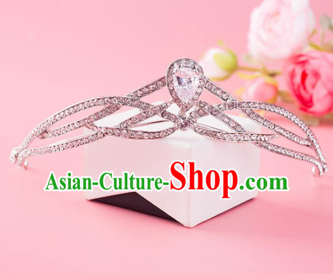 Handmade Baroque Bride Crystal Royal Crown Wedding Hair Jewelry Accessories for Women