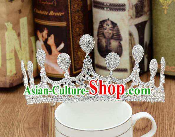 Handmade Baroque Bride Royal Crown Wedding Princess Crystal Hair Jewelry Accessories for Women