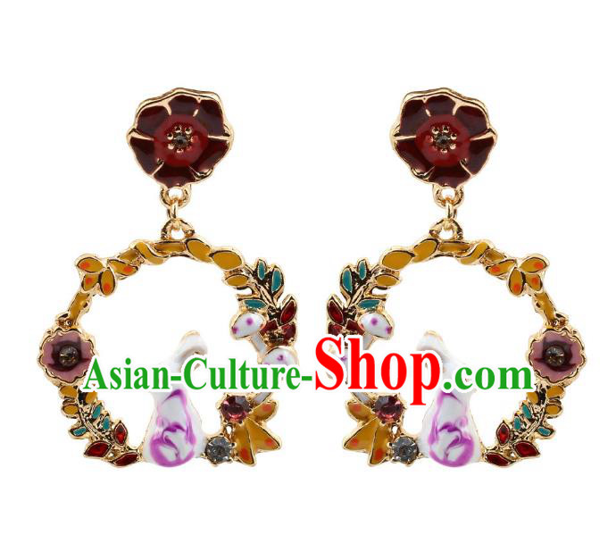 Top Grade Chinese Handmade Jewelry Accessories Bride Hanfu Enamel Earrings for Women