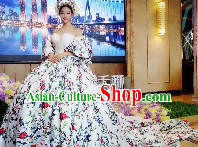 Top Grade Catwalks Costume Stage Performance Model Show Trailing Dress for Women
