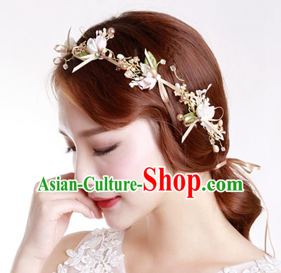 Handmade Baroque Bride Flowers Headband Wedding Hair Jewelry Accessories for Women