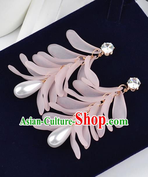 Top Grade Handmade Jewelry Accessories Bride Pink Pearl Earrings for Women