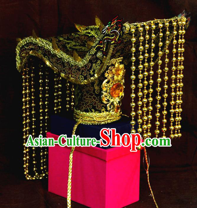 Chinese Ancient Handmade Emperor Royal Coronet Tassel Hat Hair Accessories Headwear for Men