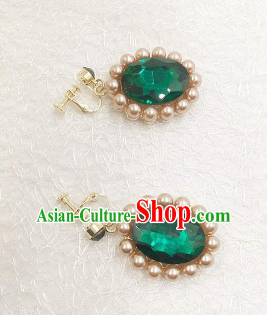 Top Grade Handmade Wedding Jewelry Accessories Bride Green Crystal Pearls Earrings for Women