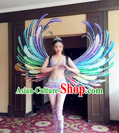 Top Grade Catwalks Swimsuit Colorful Feather Wing Stage Performance Customized Rio Carnival Feather Prop for Women