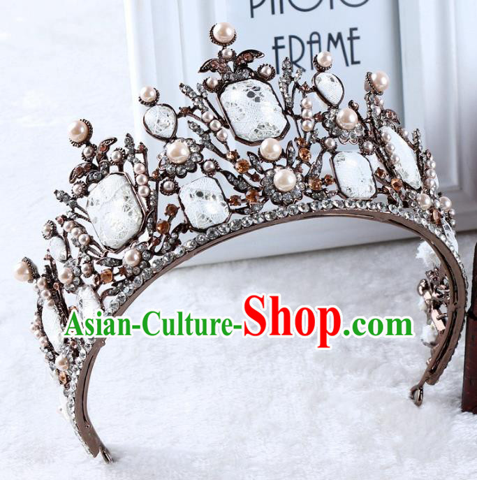 Top Grade Handmade Baroque Royal Crown Wedding Hair Jewelry Accessories for Women