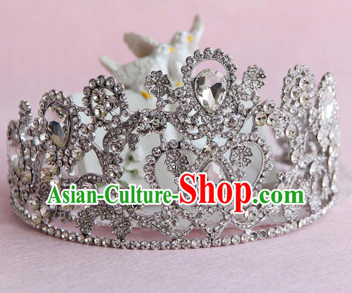 Top Grade Handmade Baroque Crystal Royal Crown Wedding Bride Hair Jewelry Accessories for Women