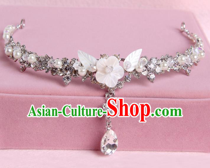 Handmade Baroque Bride Shell Flowers Crystal Hair Clasp Wedding Hair Jewelry Accessories for Women