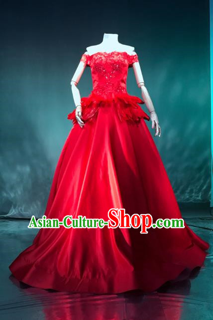 Top Grade Catwalks Costume Stage Performance Model Show Red Dress for Women