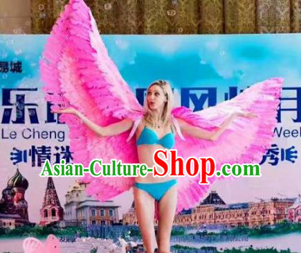 Top Grade Catwalks Swimsuit Wing Stage Performance Model Show Customized Rosy Feather Wings for Women