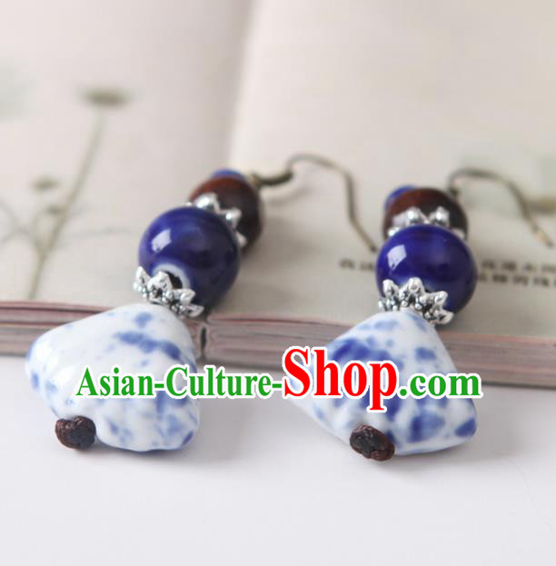 Top Grade Chinese Handmade Blue Ceramics Earrings for Women