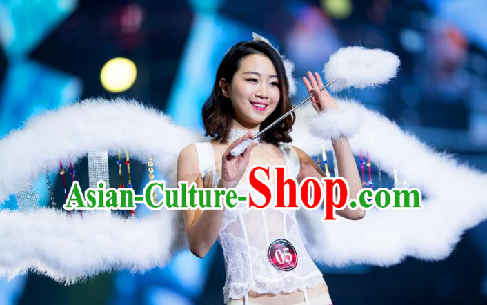 Top Grade Catwalks Swimsuit Wing Stage Performance Model Show Customized White Feather Wings for Women