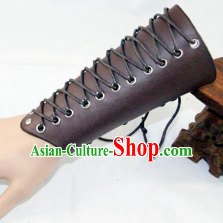 Ancient Cosplay Chinese General Wrist Guard Warriors Brown Leather Waist Accessories for Men