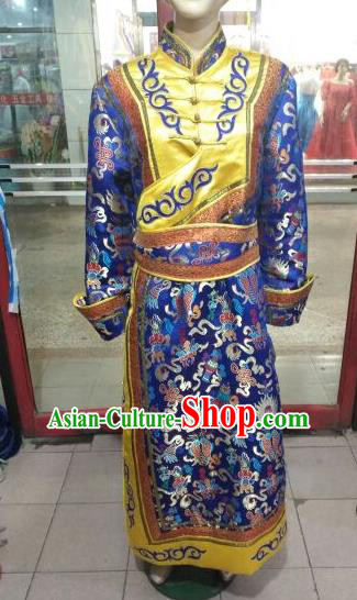 Chinese Traditional Mongolian Costume China Mongol Nationality Folk Dance Mongolian Robe for Men