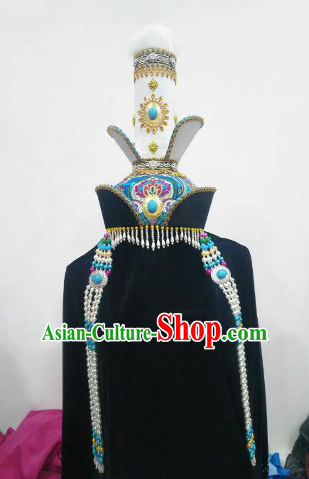 Chinese Traditional Mongolian Princess Hats Mongol Nationality Hair Accessories Folk Dance Headwear for Women