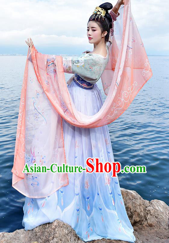 Chinese Ancient Palace Lady Hanfu Han Dynasty Imperial Concubine Queen Embroidered Historical Costumes