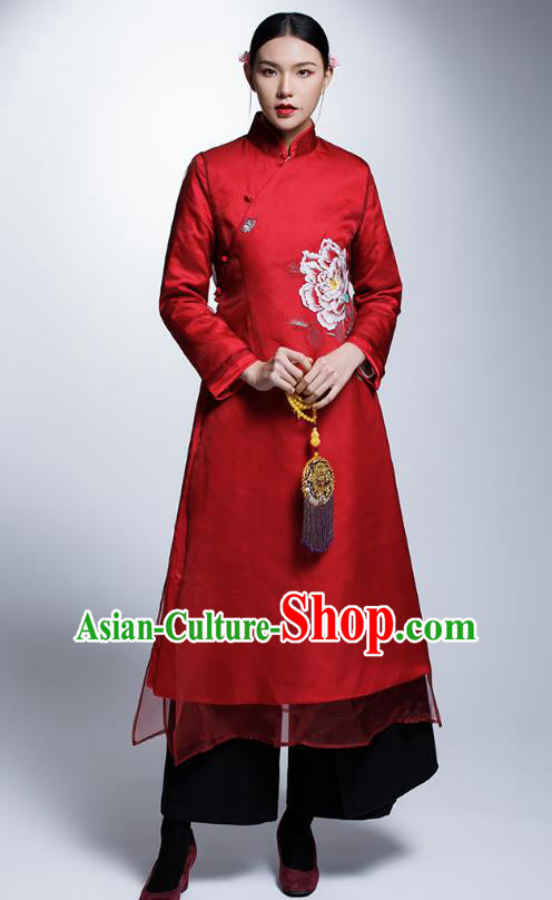Chinese Traditional Tang Suit Cheongsam China National Red Qipao Dress for Women