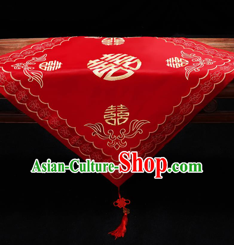 Chinese Traditional Wedding Head Cover Ancient Bride Embroidered Red Bridal Veil for Women