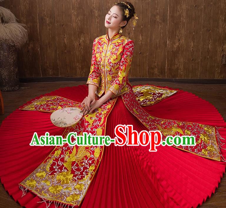 Traditional Chinese Wedding Costumes Traditional Xiuhe Suits Ancient Chinese bridal Full Dress