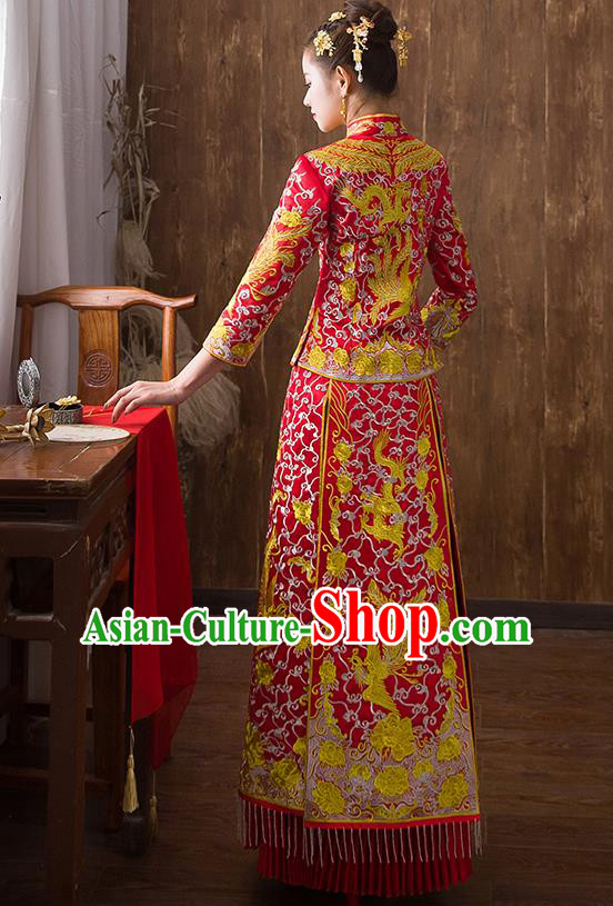 Traditional Chinese Wedding Costumes Traditional Xiuhe Suits Ancient Chinese bridal Full Dress