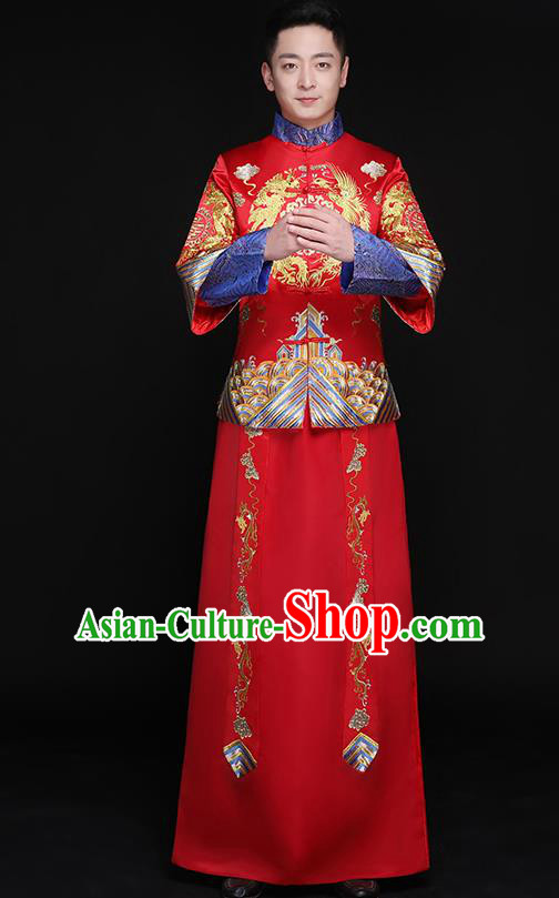 Chinese Traditional Bridegroom Embroidered Costume Ancient Tang Suit Clothing for Men