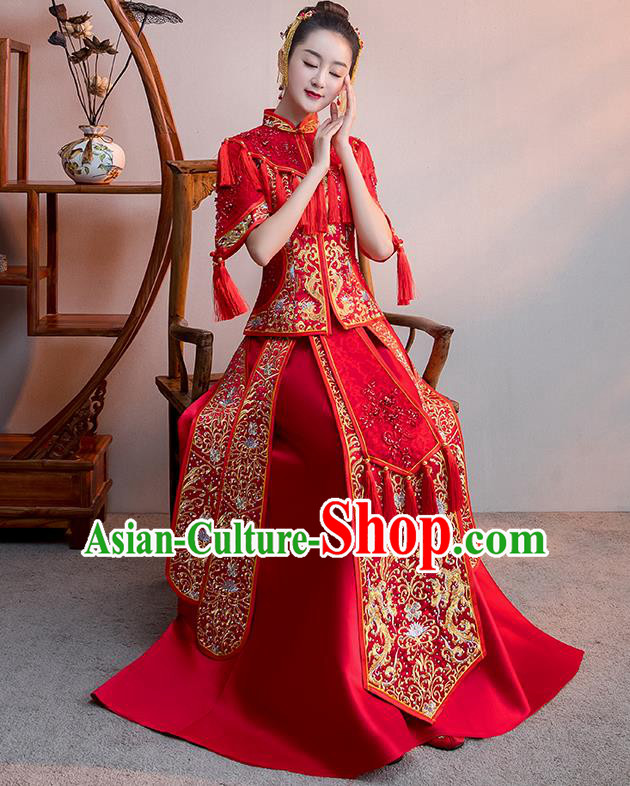 Traditional Chinese Wedding Costumes Traditional Xiuhe Suits Ancient Chinese bridal Full Dress