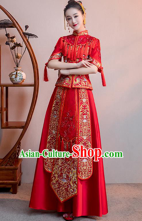 Traditional Chinese Wedding Costumes Traditional Xiuhe Suits Ancient Chinese bridal Full Dress