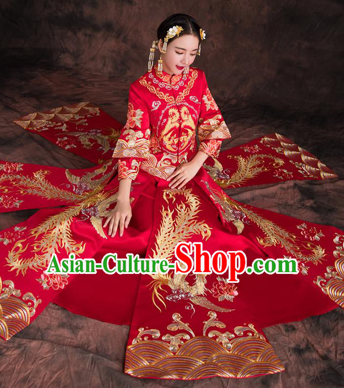 Traditional Chinese Wedding Costumes Traditional Xiuhe Suits Ancient Chinese bridal Full Dress