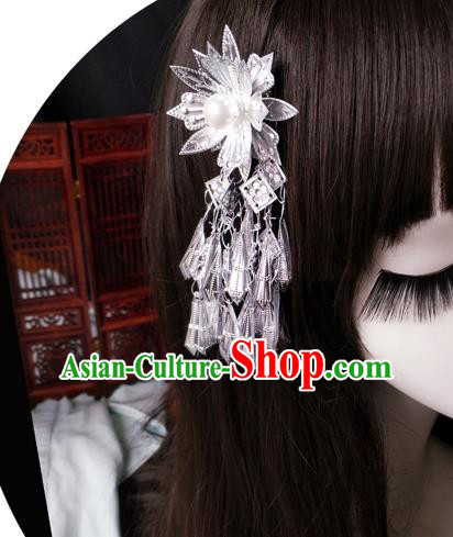 Chinese Traditional Ancient Hair Accessories Hanfu Lotus Hair Stick Tassel Step Shake Headwear for Women