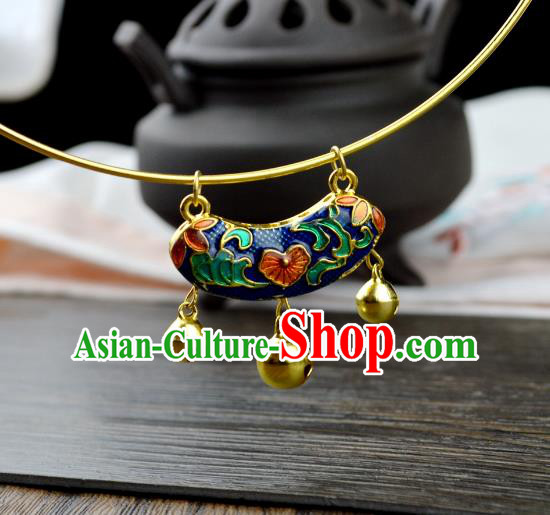 Chinese Traditional Ancient Longevity Lock Accessories Hanfu Blueing Necklace for Women