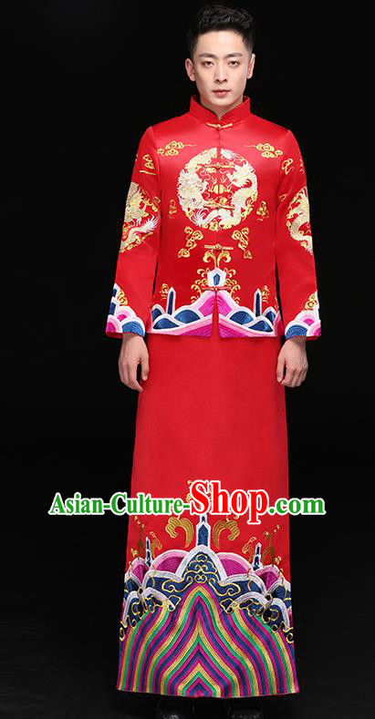 Chinese Traditional Bridegroom Xiuhe Suit Costume Ancient Tang Suit Embroidered Clothing for Men