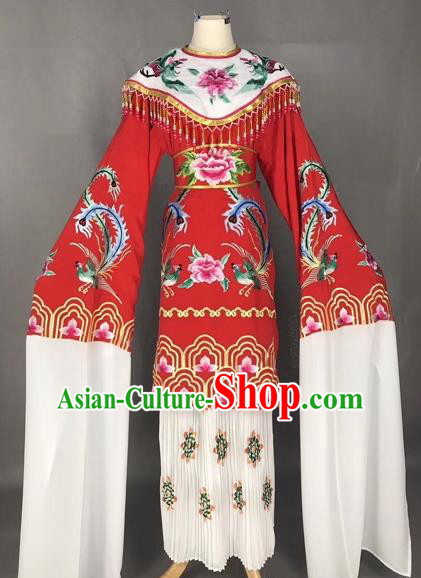 Chinese Traditional Peking Opera Imperial Consort Red Dress Beijing Opera Diva Embroidered Phoenix Costumes for Adults