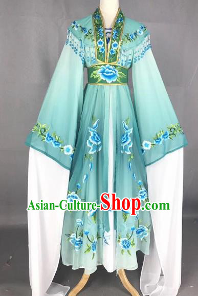 Chinese Peking Opera Actress Green Dress Traditional Beijing Opera Rich Lady Embroidered Costumes for Adults