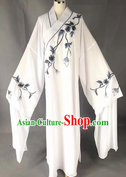 Chinese Traditional Beijing Opera Scholar White Robe Peking Opera Niche Costume for Adults