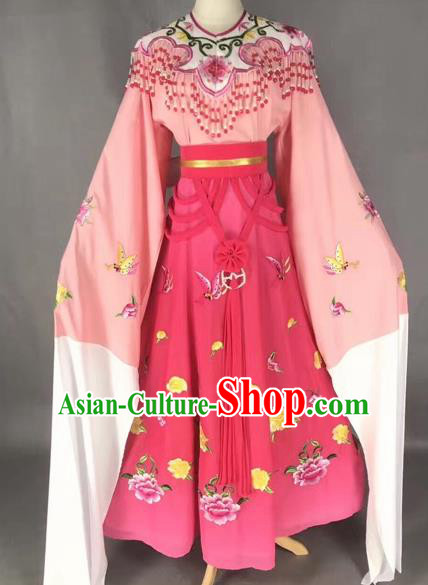 Chinese Peking Opera Diva Pink Dress Traditional Beijing Opera Rich Lady Embroidered Costumes for Adults