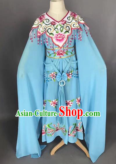 Traditional Chinese Peking Opera Costume Beijing Opera Actress Blue Dress for Kids