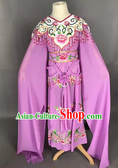 Traditional Chinese Peking Opera Costume Beijing Opera Actress Purple Dress for Kids